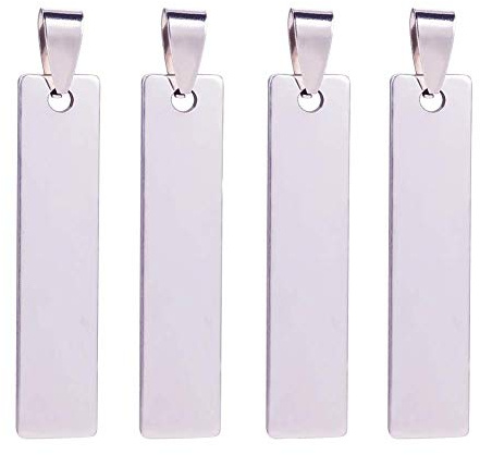 BENECREAT 20 STÜCKE Edelstahl Rechteck Blank Stamping Tag Anhänger mit Snap on Kautonverschlüsse, Armband Halskette Ohrring Charms Schmuckzubehör Handwerk 4x0.9cm（1.57x0.35)