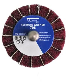 Fächerschleifer mit Vlies-Gewebekombination 40mmx30mm, 6mm Einspannschaft, Körnung: 120 - Schleifmopstift, Lamellenschleifer, Schleifmop Schleifvlies, Lamellenrad mit Schaft.
