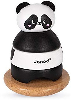 Janod - Stehaufpanda aus Massivholz - Kleinkindspielzeug Handhabung und Stecken - Farbe auf Wasserbasis - Ab 1 Jahr, J08188