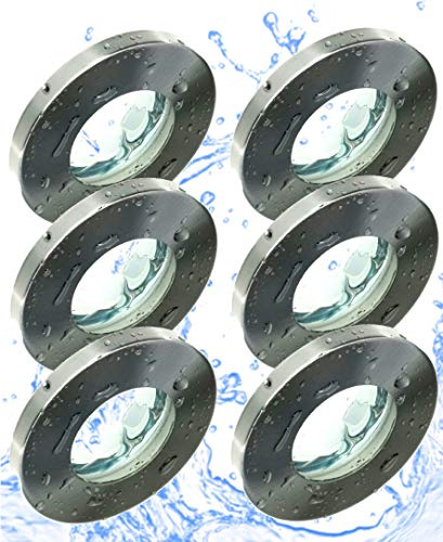 Trango 6er Set 6729IP65-062-AK Einbaustrahler IP65 aus Edelstahl gebürstet Badleuchte, Einbauleuchte, Einbauspots, Deckenleuchte inkl. 6x GU10 Fassung für Bad, Außen, Feuchtraum ohne Leuchtmittel