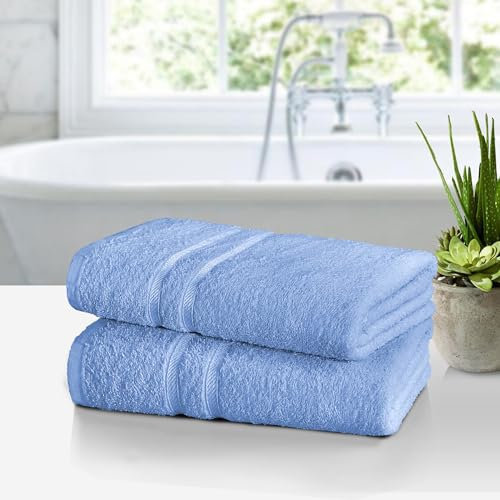 ROOEE Bath Sheet Towel Set. Soft Cotton. Pack of 2. Large 75 x 140 cm Color Sky-Blue.