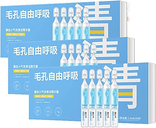 Essence Nettoyante à Petites Bulles D'oligopeptide, Lait Démaquillant En Profondeur, Nettoyage Des Points Noirs Du Nez Small Bubble Pore Shrinking Cleansing Essence Pour Tous Types De Peau (3 Box)