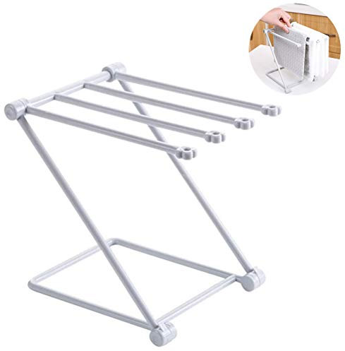 Atyhao Colgador de Soporte de Metal, Forma de Z, Toalla de Encimera, Almacenamiento Vertical, Paño de Baño, Tocador, Estante de Luz de Cocina, Yema del Dedo para Paño de Cocina Gris (Gris)