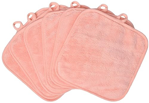 BloomSesame Paños desmaquillantes para cara, ojos y labios, almohadillas reutilizables de microfibra suave, paños de limpieza facial de 8 x 8 pulgadas, paquete de 6 (coral)