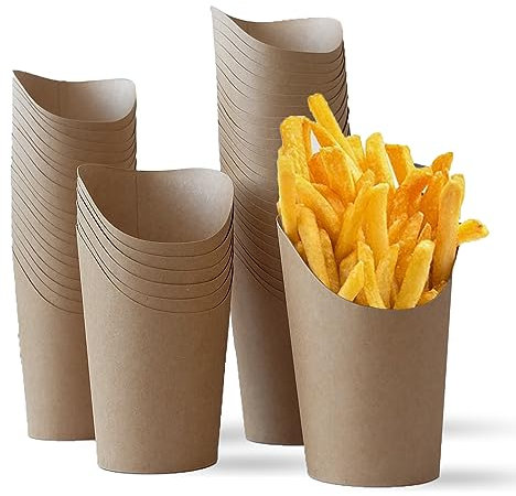 Bustlwor 50 Tazze di Carta Kraft, Contenitori Snack usa e Getta per Gelati, Bignè, Patatine Fritte, Torte e Altri Alimenti da Asporto e Feste (Marrone)