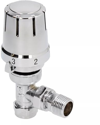 Premium Chrome Angled Thermostatic Radiator Valve TRV 15mm x 1/2