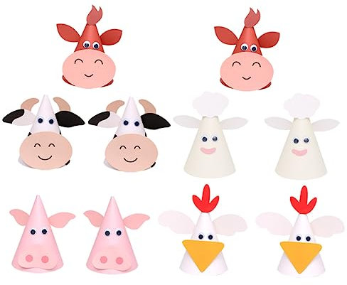 BCOATH 10St Geburtstagshut Geburtstagsmütze für Kleinkinder DIY-Hüte DIY-Cartoon-Hut Tiergeburtstagsfeierhüte tiermütze geburtstagshüte Kostümhut Hut mit Tiermotiv Papierhut selber machen