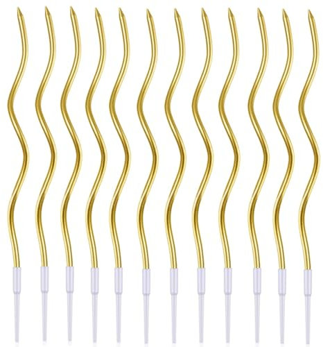 Twisty Candele di compleanno a spirale, 36 pezzi, candele dorate per torte