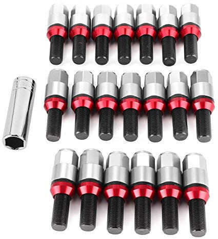 20Pcs Lug Bolts Stud Tuner Style Wheel Screw Nuts M14x1.25 Thread Fit for M3 F80 M2 F22/F23(Red)(Titanium Color)