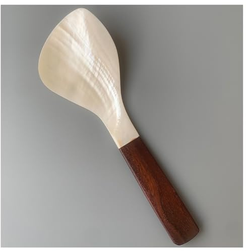 Hrlace Cucchiaio da riso, cucchiaio da servizio, cucchiaio in madreperla, cucchiaio in madreperla, cucchiaio da cucina con manico in legno per riso, purè di patate