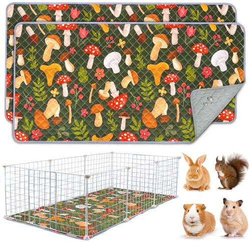 BeBeJoJo 2 Pack Guinea Pig Cage Liner,Washable Guinea Pig Bedding,Reusable Guinea Pig Mat,Waterproof Super Absorbent Guinea Pig Mat,Brown,142x70CM