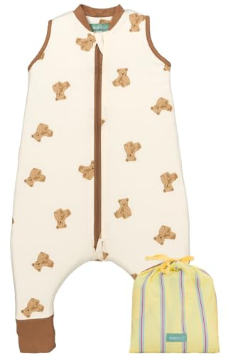 molis & co Babysovsäck med fötter, perfekt för vår och höst, TOG-värde 1, lätt vadderad, av 100 % bomull (Oeko-TEX 100), premiumkvalitet – Teddy (80 cm)