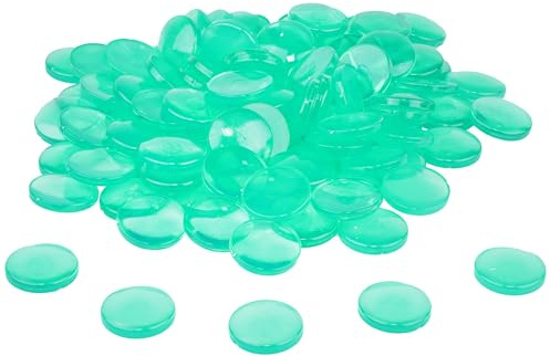 WISSNER® 100 Muggelsteine ø 20 mm, Grüne Nuggets aus RE-Plastic, Bruchsicher & Robust, zum Basteln, Lernen und Dekorieren