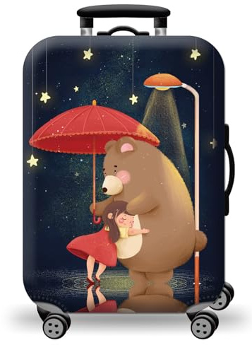 wxlmom Kofferschutzhülle XL Bär Mädchen Waschbar,Suitcase Cover Für Kinder Und Erwachsene,Elastischer Spandex-Koffer-Protector,Koffer-Abdeckungen