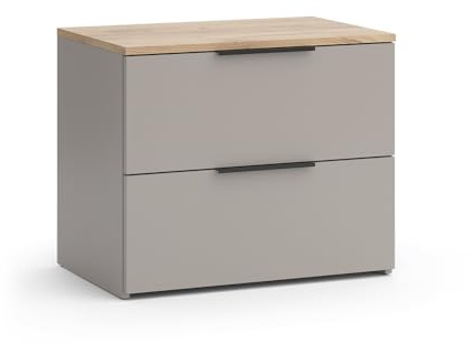 Vicco Kommode Wido, Greige, 60 x 50 cm | mit 2 Schubladen, zur Aufbewahrung von Kleidung und Alltagsgegenständen