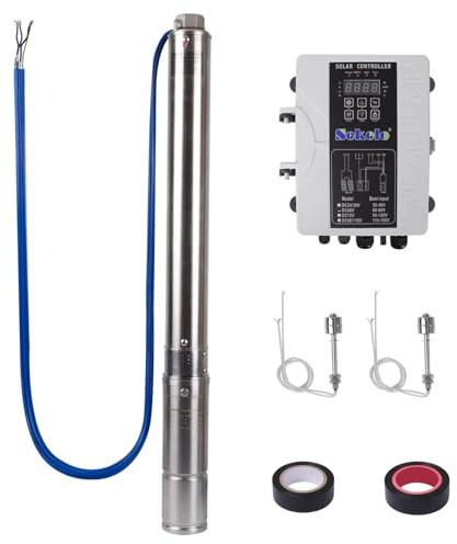 Solar Water Pump Kit DC 48V, Stainless Steel Solar Deep Well Underwater Pump with MPPT Controller - Max Head 312 Feet, 17.6 GPM Flow Rate, 4.6 Feet Cable