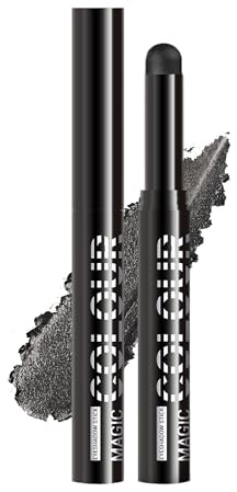 Noir Paillette Fard a Paupiere Stick, Crayon Ombre a Paupiere Longue Durée | Fard a Paupiere Paillette Stick, Longue Durée Fard a Paupiere Crème, Hight Pigmenté Facile à Utiliser, Maquillage Femme