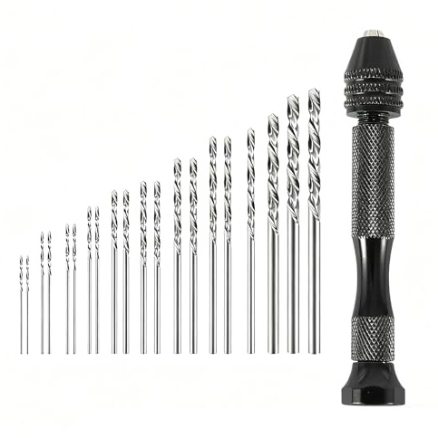 Mandouer 21pcs Pin Vice Hand Drill Set with 0.6-3.0mm Small Drill Bits | Precision pin vise with assorted drill bits for jewellery making, resin crafts, model building, DIY projects
