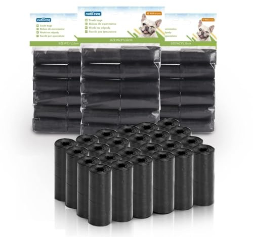 Nobleza 540 PCS Bolsas Caca Perro, Bolsas Excrementos Perros, 23 * 32cm Portátil (36 Rollos, 15 por Rollo) Poop Bags, Adecuado Salir de Casa, Negro