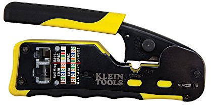 Klein Tools VDV226-110 | Ratchet genomgående presstång | Decape Crimping Cut-kablar | RJ11 RJ12 RJ45 | Hållbar stålkonstruktion