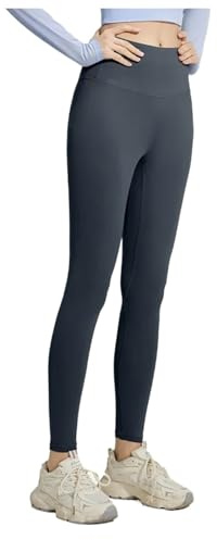 XIEHYA Varma yogabyxor dam fleece yoga leggings termisk vinter varm tjock snäv hög midja smal sport löpning fitnessbyxor för kallt väder termiska leggings, Grå, M
