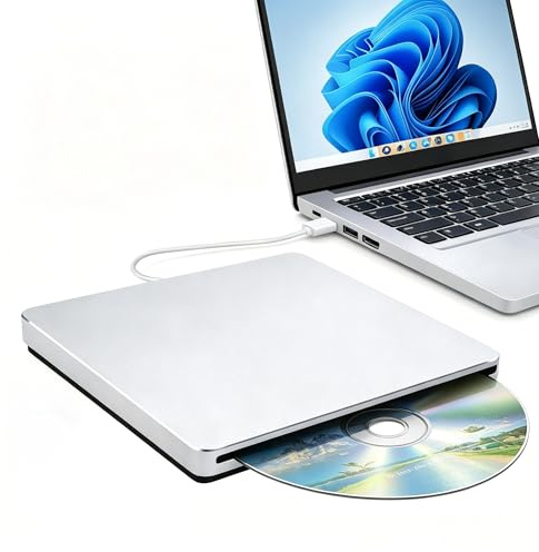 Sharainn Extern DVD-brännare, USB 3.0-kortplats Ladda Optisk Enhet med Stöd för DVD-bränning, för W PC Desktop Laptop