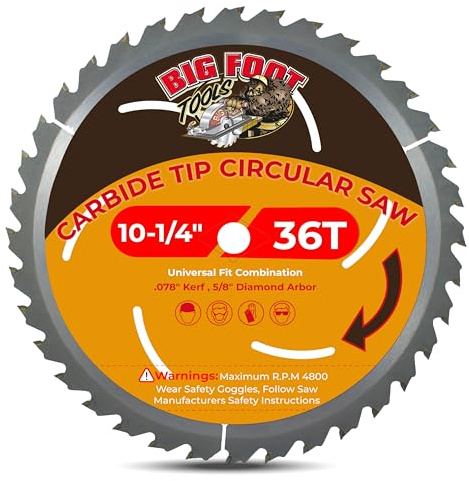 Big Foot 10 1/4 Circular Saw Blade 36 Tooth Carbide Tipped Circular Saw Blade - 10-1/4 Diameter - 5/8 Arbor