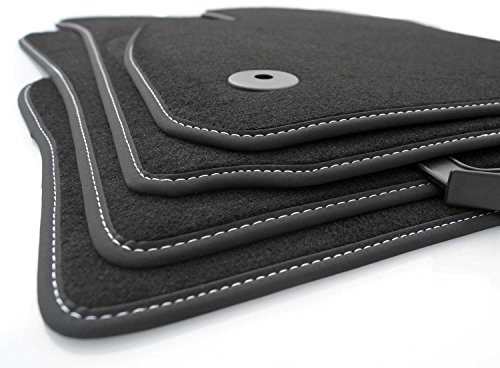 Fußmatten für Insignia A Premium Velours Matten (Ziernaht Weiß) Autoteppich 4-teilig Original klick Befestigung