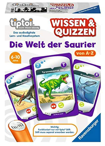 Ravensburger tiptoi Wissen und Quizzen Die Welt der Saurier Spiel, ab 6 Jahren, Wertvolles Wissen über Meeres-, Flug- und Dinosaurier sammeln