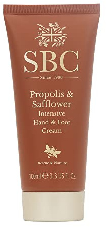 SBC Skincare Propolis & Safflower Intensive Hand & Foot Cream - 100ml | Hand Cream for Dry Skin | Foot Cream for Cracked Heels | Hand & Foot Cream with Shea Butter and Vitamin E