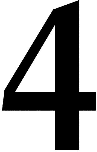 Zahlen-Aufkleber Nr. 4 in schwarz I Höhe 50 cm I selbstklebende Haus-Nummer, Ziffer zum Aufkleben für Außen, Tür I wetterfest I kfz_475_4