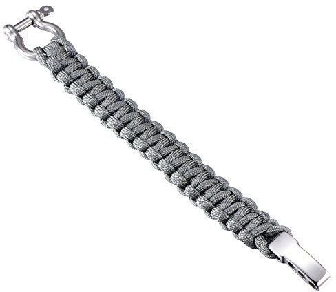 DonDon överlevnadsarmband för män paracord outdoor armband flätat grått