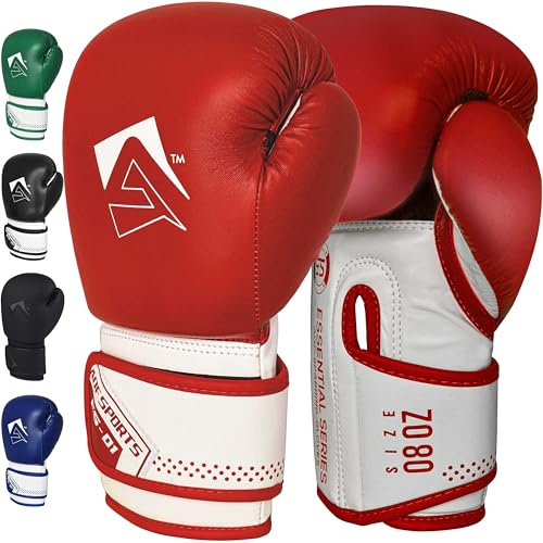 AQF Gant De Boxe Formation À La Boxe Gants MMA Gants De Boxe Homme & Femmes pour Kickboxing Combattre Muay Thai Et Sac De Boxe (Rouge, 8oz)
