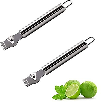Qiuerte 2pcs Stainless Steel Zester Lemon Peeler Orange Lime Citrus Scraper