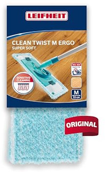 Leifheit Original Wischbezug CLEAN TWIST M Ergo/Power Clean super soft, Bodenwischer Ersatzbezug mit Spezialfasern, Wischmopp für minimale Wasseraufnahme, ideal für Parkett, Laminat, Echtholz und Kork