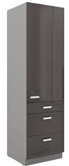 Kuechen-preisbombe Küchen Hochschrank 60 Bianca Grau Hochglanz + Grau Küchenzeile Küchenblock Grey