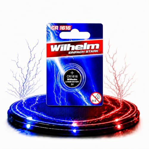 Wilhelm CR1616 Lithium Knopfzellen 3V 55mAh, ø16 x 1,6 mm – 1 Stück