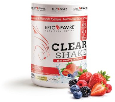 PROTEINES MUSCULATION Clear Protein Shake - Iso Protein Water - Rafraîchissant et Fruité - Boisson Protéinée - Qualité Certifiée - 500g - Saveur Fruits Rouges - Eric Favre