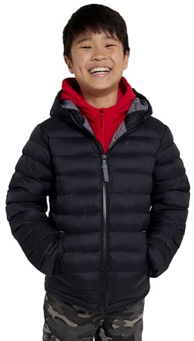 Mountain Warehouse Seasons Padded Kids Puffer Jacket - Water Resistant, Lightweight & Insulated Coat, Boys & Girls - Spring Summer, School, Travel Black Teen Size 13 Years
