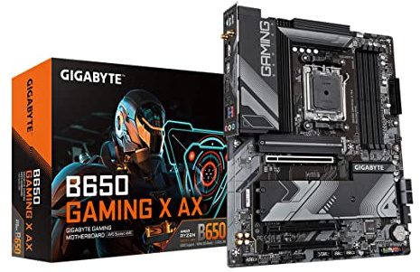 GIGABYTE B650 Gaming X AX (AM5/ LGA 1718/ AMD/ B650/ ATX/ 5-Year Warranty/ DDR5/ PCIe 4.0 M.2/ PCIe 4.0/ USB 3.2 Gen2x2 Type-C/AMD Wi-Fi 6E/ Realtek 2.5GbE LAN/Motherboard)
