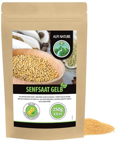 Alpi Nature Senapsfrön Gula Vita 250g, Hela Senap Frön 1-2mm, Hela Senapsfrön Vita Gula
