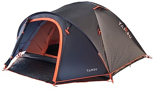 TAMBU HAIKA - Zelt 4 Personen 300x250x135cm Ultraleicht – Kuppelzelt mit Vorzelt wasserdicht bis 2000mm Wassersäule - Ideal für Camping, Outdoor & Festivals - Familienzelt Iglu mit Lüftungsöffnungen
