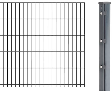 Alberts 644895 Doppelstabmattenzaun als Zaun-Komplettset | verschiedene Längen und Höhen | anthrazit | Höhe 203 cm | Länge 2,5 m
