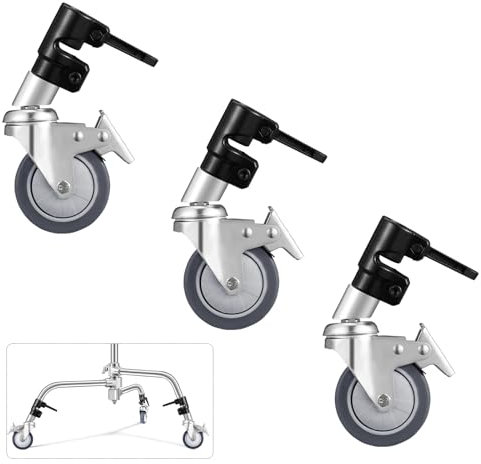 Soonpho 3 Stück C Stand Rollen Stativrollen für Stativ Wheels Stativ Wheels C Ständer Professional Lenkrollen mit 85mm Durchmesser Haltbare Metallkonstruktion für Stativbeine mit 25mm für C Stand