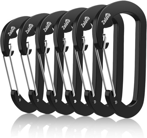 Zalava Wiregate Karabiner Schnellverschluss, mit 10kN Schwerlast, aus Flugzeug Alu, D Form Clip Set für Camping, Wandern, Angeln, 6 pcs