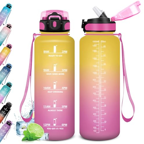 KollyKolla Trinkflasche 1.5L – Große Sportwasserflasche Auslaufsicher mit Strohhalm, Kohlensäuregeeignet, BPA-frei für Erwachsene im Büro und Fitness