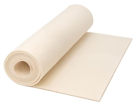 Wollfilz Meterware 3mm dick weiß, 1,70m breit (weich 0,20 kg/cdm), dicker Filz auf Rolle, vielseitige Anwendung möglich (Bügelunterlage, Filzmatten zum Zuschneiden, Filzplatten, Nähmaschinenunterlage)