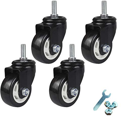 SZITW Lenkrollen, Ersatzrollen für Trolleymöbel, drehbar, robuste Doppellenkrollen aus Polyurethan, M12 x 30 mm Gewindestifte, 4er-Set/Universal/75 mm/3 Zoll