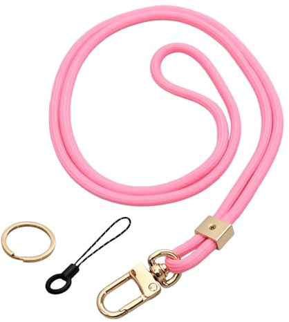 Aomhrek Cordino Porta Badge da Collo Con Chiusura in Metallo, Portachiavi Collo Per Telefoni Cellulari, Documenti D'identità, Badge, Stile Semplice Cordino da Collo, Cordino Portachiavi（Rosa）
