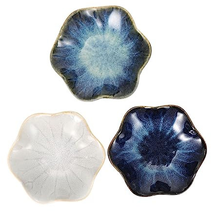 OKUMEYR 3pezzi Piatto Ceramica Per Salse Design Elegante e Pratico Per Condimenti Antipasti e Dessert Gradiente Vintage Naturale Materiale Sicuro Per Uso Alimentare